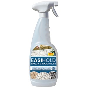 Easihold Mulch & Rock Binder Spray 800 ml. Weisse Sprühflasche für Gartendekoration, hält Kies, Schotter und Mulch fest.