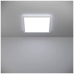 Plafoniera LED rettangolare bianca Eglo Rovito-R su un soffitto.
