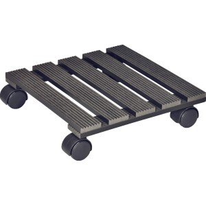 Rolluntersetzer Wagner Multi quadrato antracite in WPC con ruote, 29x29 cm.