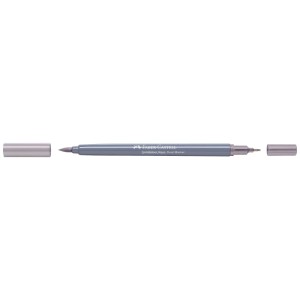 Pennarello doppio Faber-Castell Goldfaber Aqua color grigio-violetto con punta a pennello e fineliner.