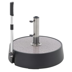 Base de parasol Doppler Easy Move Switch gris granit avec tube en acier et levier.
