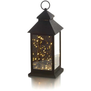 Lanterne LED Shine noire avec guirlande lumineuse, 315x135x135 mm, pour une ambiance chaleureuse.