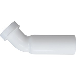 Coude d'évacuation d'évier blanc (44,8 mm) en plastique pour raccord siphon.