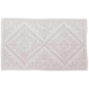 Tappeto bagno bianco Spirella Moa (50x80 cm) con motivo floreale.