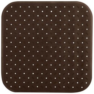 Tappetino doccia MSV in gomma antiscivolo marrone scuro con ventose, 54x54 cm.