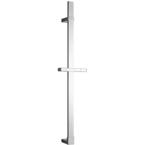 Wenko Barre de douche Design chromée, 68 cm, en acier inoxydable avec support de douchette réglable.