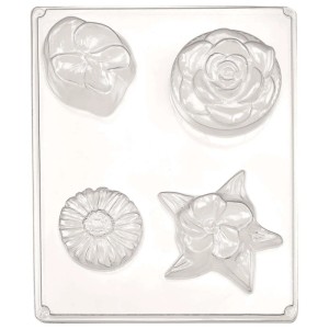 Glorex Gießform Blüten mit 4 verschiedenen Blumenmotiven für kreative DIY-Projekte.