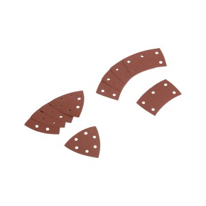 Patins abrasifs LUX K180 pour ponceuse multifonction, lot de 2 pièces avec patins triangulaires et universels.