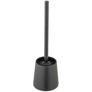 Set WC nero Wenko Sortino con spazzola in silicone e manico in acciaio inox.