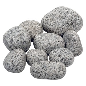 Gravier de granite gris Glacier, 30-60mm, idéal pour les allées de jardin et la décoration.