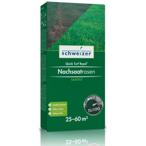 Paquet de graines de gazon Quick Turf Royal de Schweizer pour une pelouse dense et verte.
