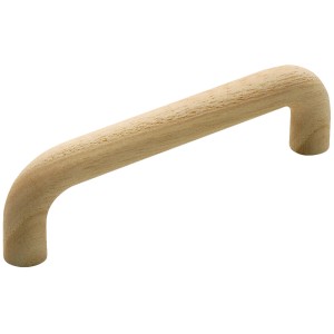Maniglia S113 in legno di frassino grezzo, interasse 96 mm, per mobili.
