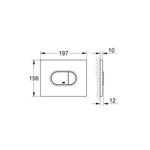 Placca di comando Grohe Arena Cosmopolitan con dimensioni per cassetta ad incasso.