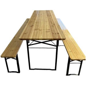 Set birreria pieghevole, 3 pezzi, legno/metallo, ideale per feste.