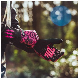 Muc-Off Fahrradhandschuhe Mesh Pink Gr. XL, leichte, atmungsaktive Sommerhandschuhe mit pinkfarbenem Muster.