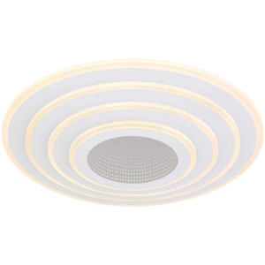 Weiße LED-Deckenleuchte (Ø 50cm) mit 3D-Effekt, dimmbar und Smart-Home kompatibel.