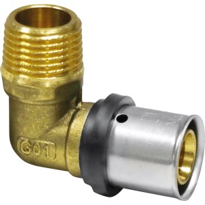 Raccordo a pressare in ottone, 16 mm x R 1/2 pollice, per riscaldamento e acqua potabile.