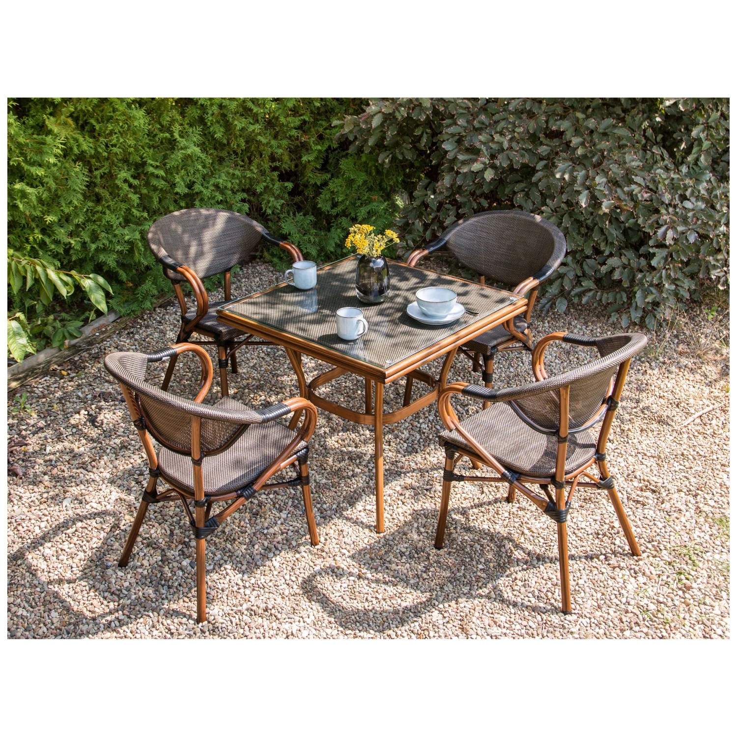 Beliani Gartenmöbel-Set Caspri II Tisch mit 4 Stühlen Aluminium Grau kaufen bei OBI