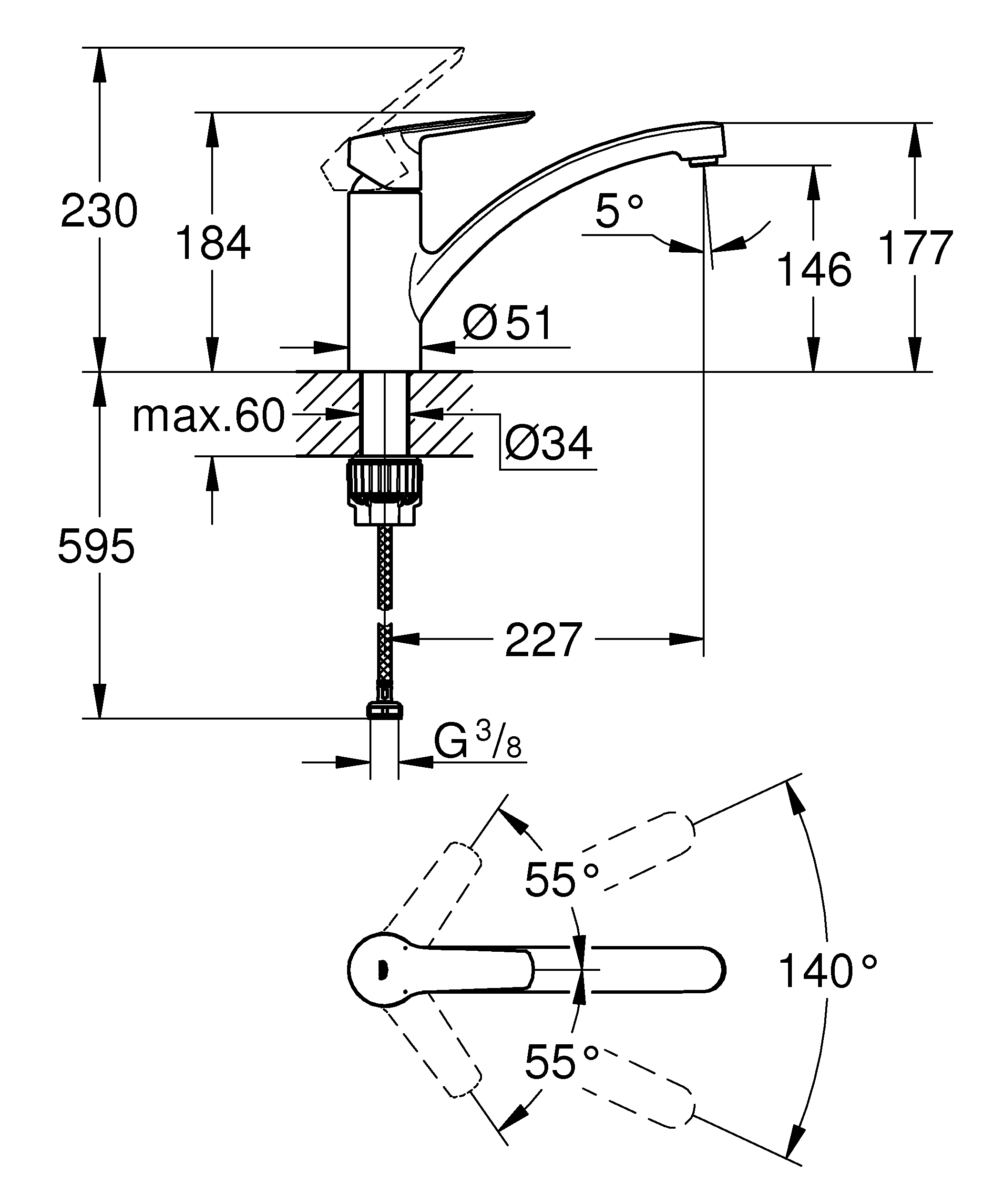 Grohe Miscelatore per lavello Start Cromo con bocchetta bassa