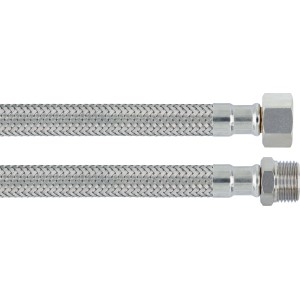 Tuyau de raccordement flexible en acier inoxydable, longueur 100 mm, pour installation d'eau potable.