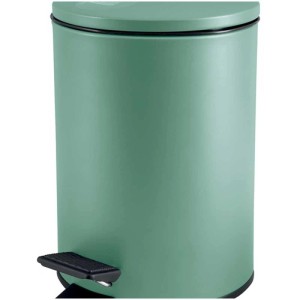 Spirella Adelar pattumiera cosmetici, 5 l, acciaio inox verde opaco con pedale e chiusura rallentata.