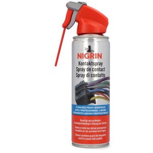 Nigrin Spray Contact 250ml pour électricité auto, nettoie et protège les contacts.