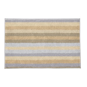 Tappeto bagno Kleine Wolke Lago, 50x60 cm, tortora con motivo a righe nei toni del beige e del grigio.