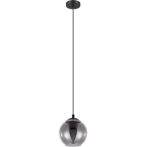 Lampada a sospensione Eglo Ariscani, nero-trasparente, con sfera in vetro.