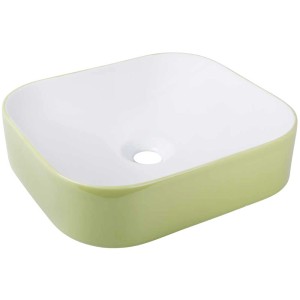 Lavabo d'appoggio Cuando, bianco/verde muschio, 45 cm, forma ovale. Lavabo moderno per il bagno.