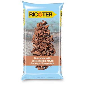 Sacco di corteccia di pino Ricoter, grana media (25-40mm), 50 litri.