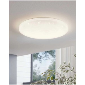 Plafonnier LED blanc Eglo Pogliola-S avec motif étoilé, 18W, lumière blanc chaud.