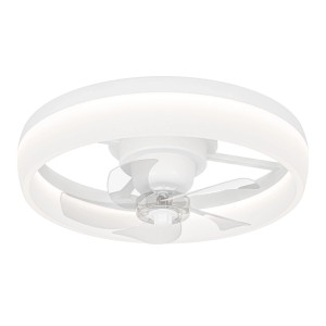 Ventilatore da soffitto LED Eglo Castaic bianco con pale trasparenti e luce integrata, Ø 50 cm.
