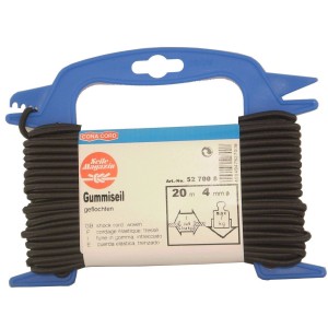 Corde élastique noire, 4 mm x 20 m, sur bobine. Idéale comme corde et ficelle pour des applications polyvalentes.