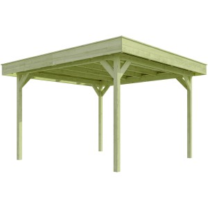 Pergola da giardino Weka 657 in legno trattato a pressione, 360x349 cm, con tetto piatto. Ideale come gazebo in legno in giardino.