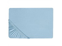 Beliani Spannbettlaken Hofuf Baumwolle Hellblau 140 x 200 cm