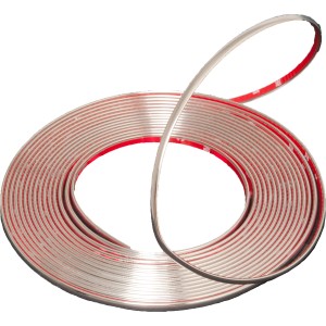 Listello decorativo cromato, profondo 6 mm, autoadesivo per esterni auto.