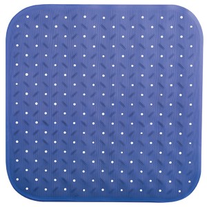 Tappetino doccia MSV antiscivolo blu in gomma, 54x54 cm, con ventose e fori di drenaggio.