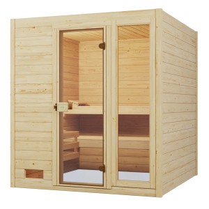 Sauna en bois massif Weka Valida 3 avec porte/fenêtre en verre, épicéa naturel