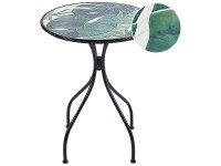 Beliani Gartentisch Cozzana Metall Schwarz Mosaikmuster Ø 60 / Höhe 75 cm Beliani Gartentisch Cozzana Metall Schwarz Mosaikmuster Ø 60 / Höhe 75 cm
