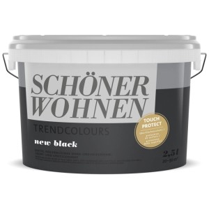 Barattolo di pittura Schöner Wohnen Trendfarben New Black, pittura murale opaca per interni, 2.5 l.