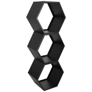 Range-bûches Nouvel Honeycomb noir en métal avec design hexagonal.