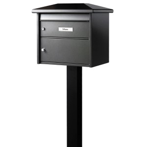 Boîte aux lettres noire Burg-Wächter avec support à bétonner.