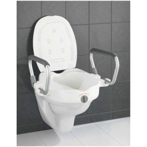 Wenko Rialzo WC Secura con maniglie di supporto in alluminio per sicurezza in bagno.