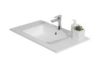 Waschtisch Mineralguss Weiss (HxBxT) 12,5 x 80,5 x 46 cm