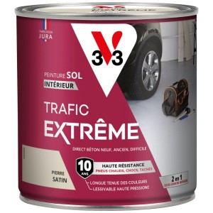V33 Peinture sol Trafic Extrême pierre, satinée, 0,5 l. Peinture pour garages, ateliers et caves.