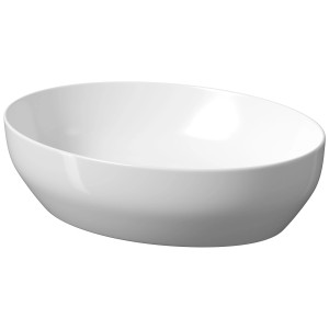 Vasque à poser Cersanit Ellipse blanche, forme ovale, 50,5x38,5 cm, pour salles de bains modernes.