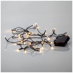 Guirlande lumineuse LED Star Trading avec 40 LED blanc chaud et boîtier à piles pour usage extérieur.