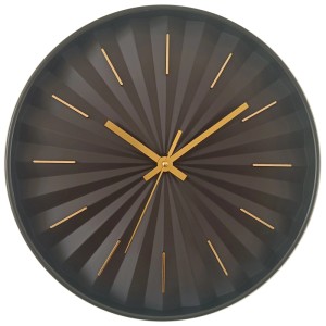Orologio da parete Globo Vintage, nero-oro, Ø 30,5 cm. Orologio in plastica con copertura in vetro.