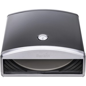 Attacco forno pizza Char-Broil per grill a gas con pietra refrattaria, vista frontale.