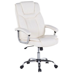 Sedia da ufficio Beliani Advance beige in similpelle con base e braccioli cromati.